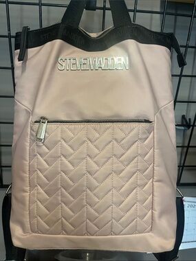Steve Madden Pale Pink Quilted Front Backpack